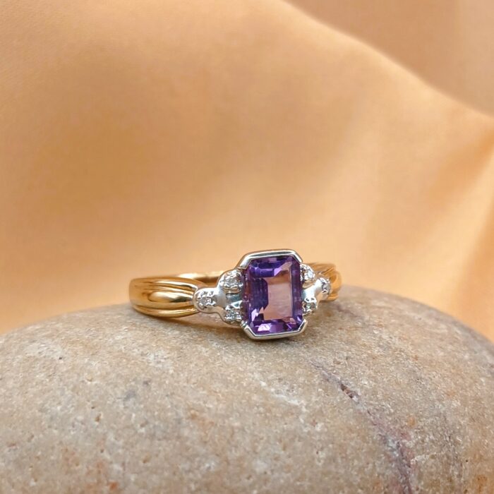 1.03ct Amethyst & Diamond Ring 9ct Yellow Gold from Ace Jewellery, Leeds