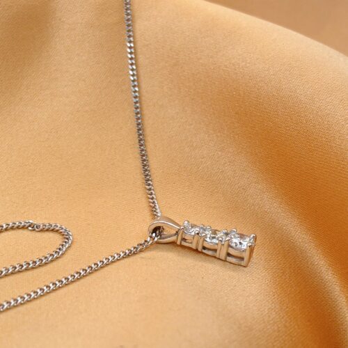 0.83ct Three-Stone Graduated Diamond Pendant Necklace 18ct White Gold from Ace Jewellery, Leeds