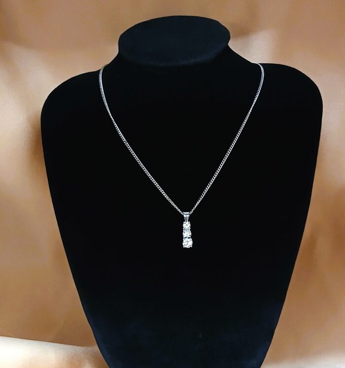 0.83ct Three-Stone Graduated Diamond Pendant Necklace 18ct White Gold from Ace Jewellery, Leeds