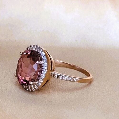 2.65ct Pink Tourmaline & Diamond Ring 18ct Rose Gold from Ace Jewellery, Leeds